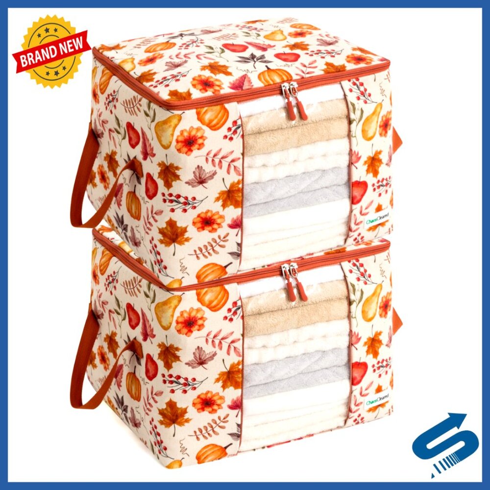 Canvas Storage Bags Organizer Foldable Zip Window Moth-Proof Space Saver